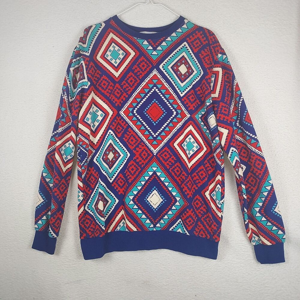 21Men Forever 21 Sweatshirt Mens Medium Geometric Crewneck Pullover